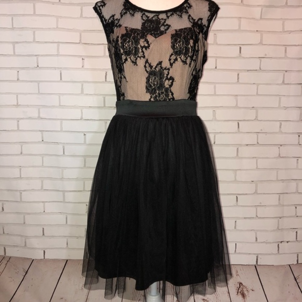 Black lace dress with tutu skirt